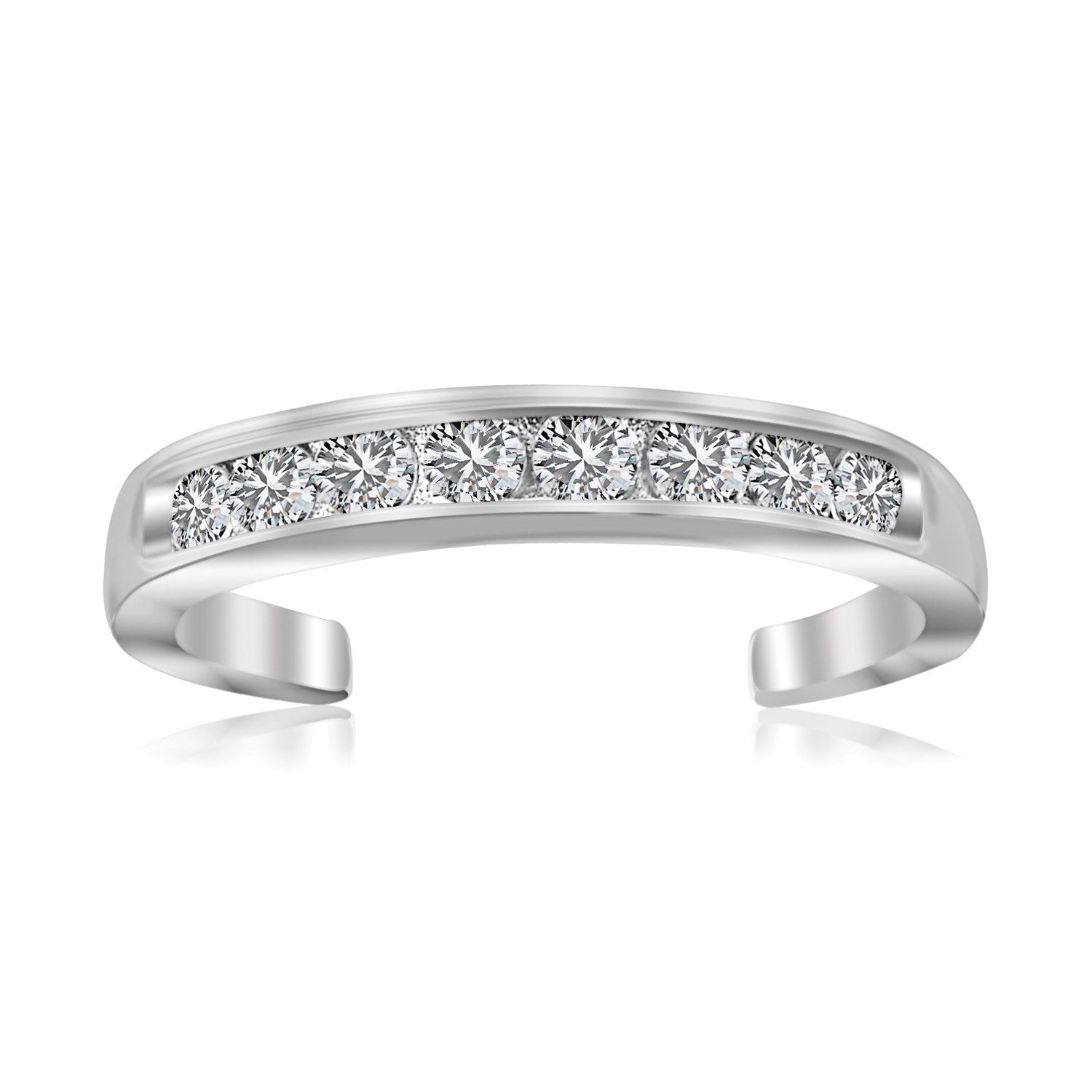 Sterling Silver Rhodium Finished Toe Ring with White Tone Cubic Zirconia Accents Bids.com