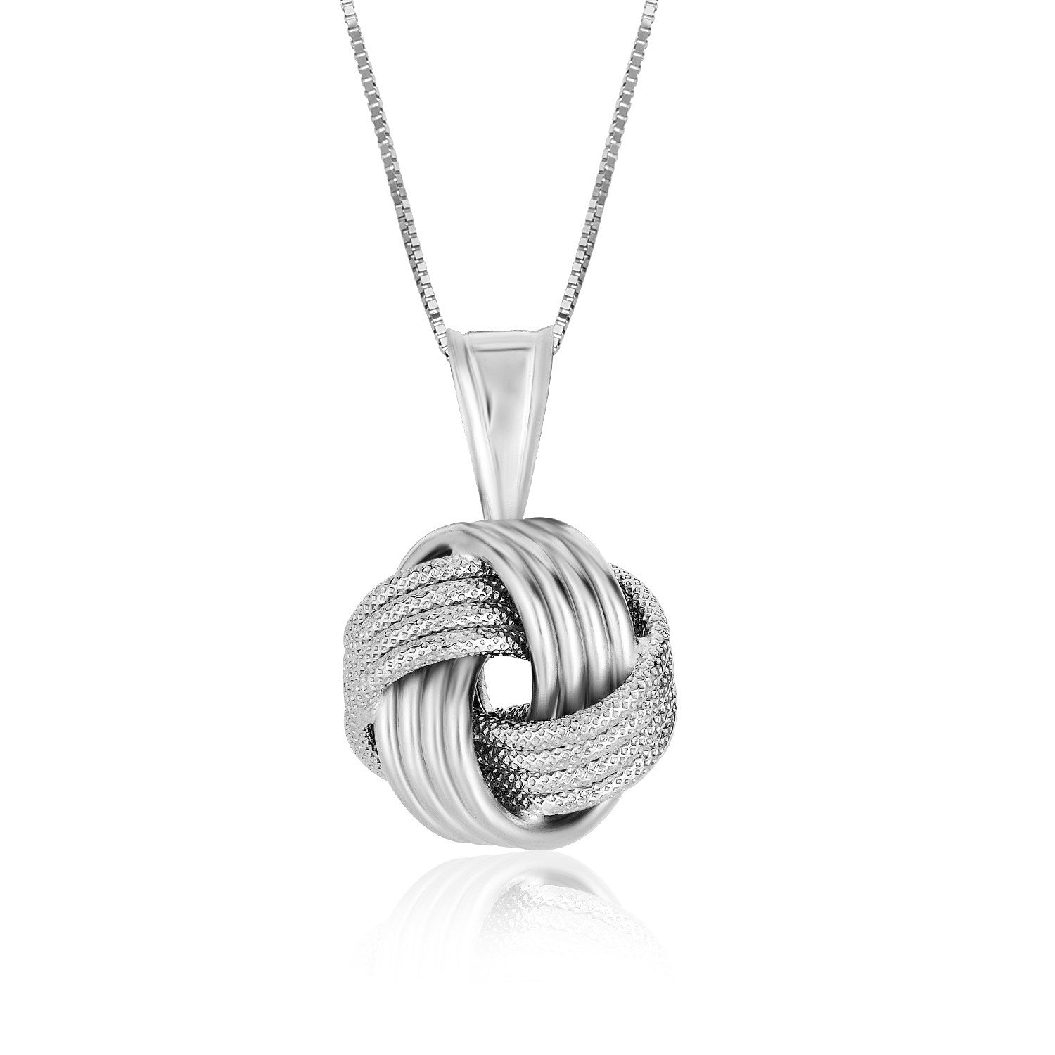 Sterling Silver Pendant with a Ridge Textured Love Knot Design Bids.com