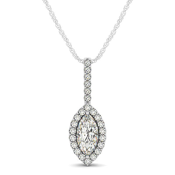 Marquis Shape Diamond Halo Pendant in 14k White Gold (2/3 cttw) Bids.com