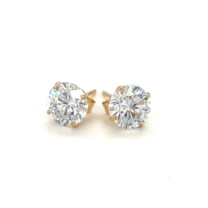 14k Yellow Gold Stud Earrings with White Hue Faceted Cubic Zirconia Bids.com