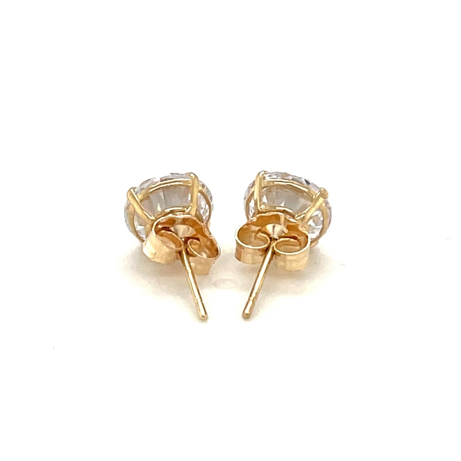 14k Yellow Gold Stud Earrings with White Hue Faceted Cubic Zirconia Bids.com