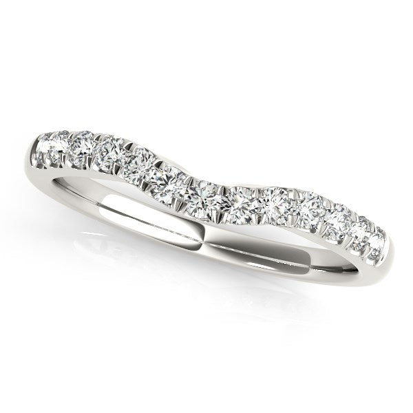 14k White Gold Diamond Curved Design Wedding Band (1/4 cttw) Bids.com