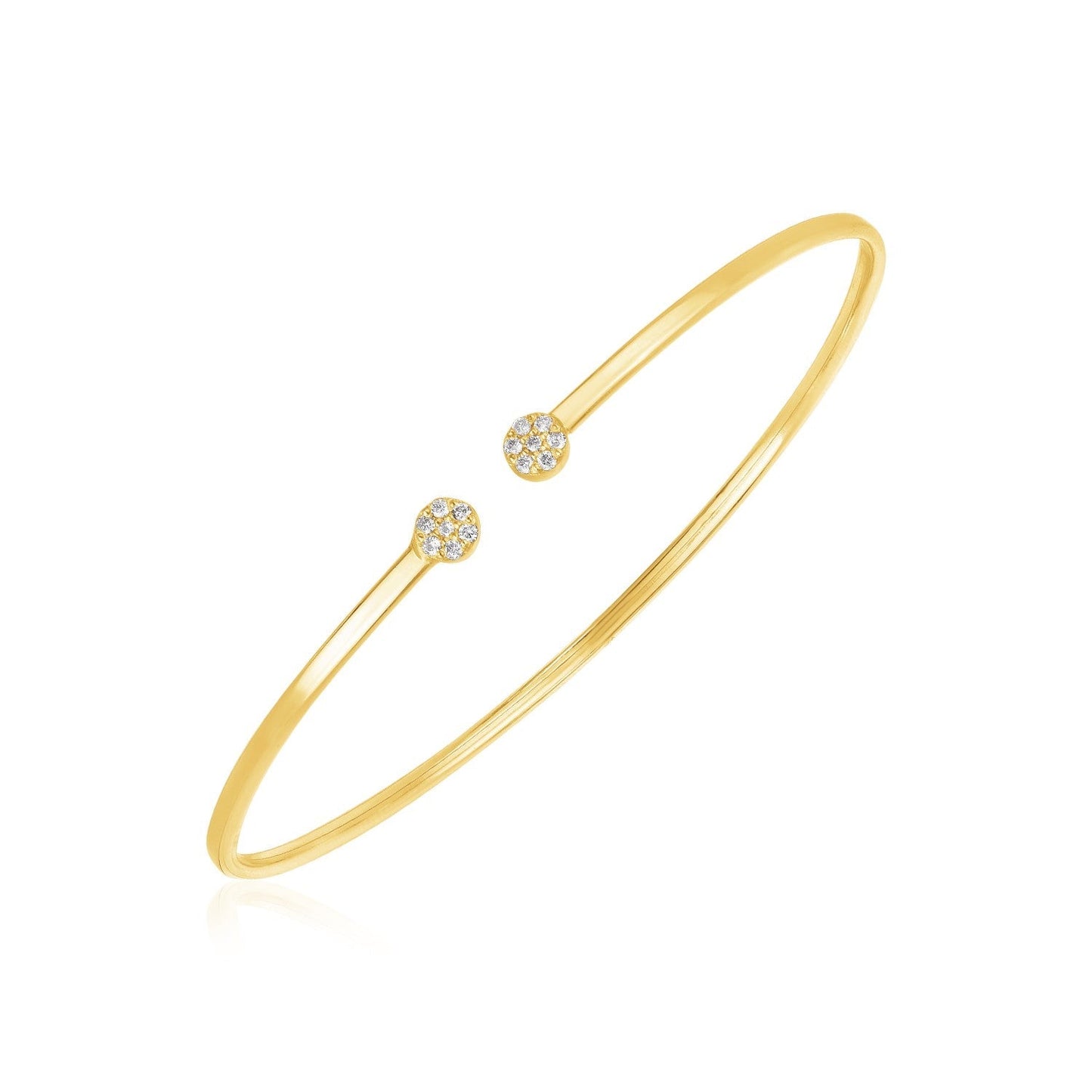 14k Yellow Gold High Polish Diamond Cluster Bangle (2mm) Bids.com