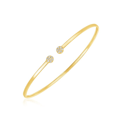 14k Yellow Gold High Polish Diamond Cluster Bangle (2mm) Bids.com