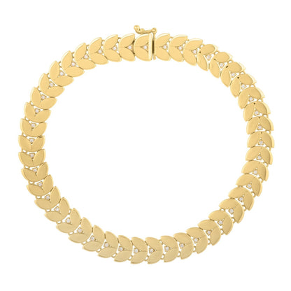 14k Yellow Gold 7 1/2 inch Laurel Leaf Bracelet with Diamond (7.40 mm) Bids.com