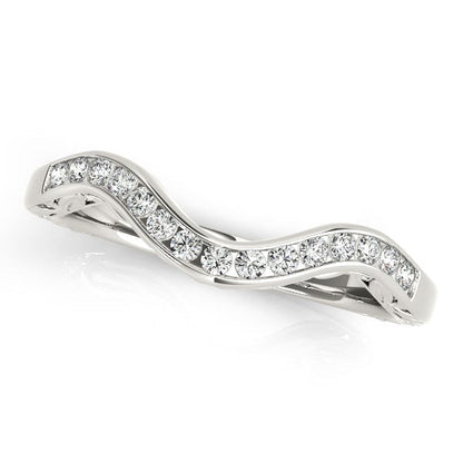 14k White Gold Curved Diamond Wedding Ring (1/10 cttw) Bids.com
