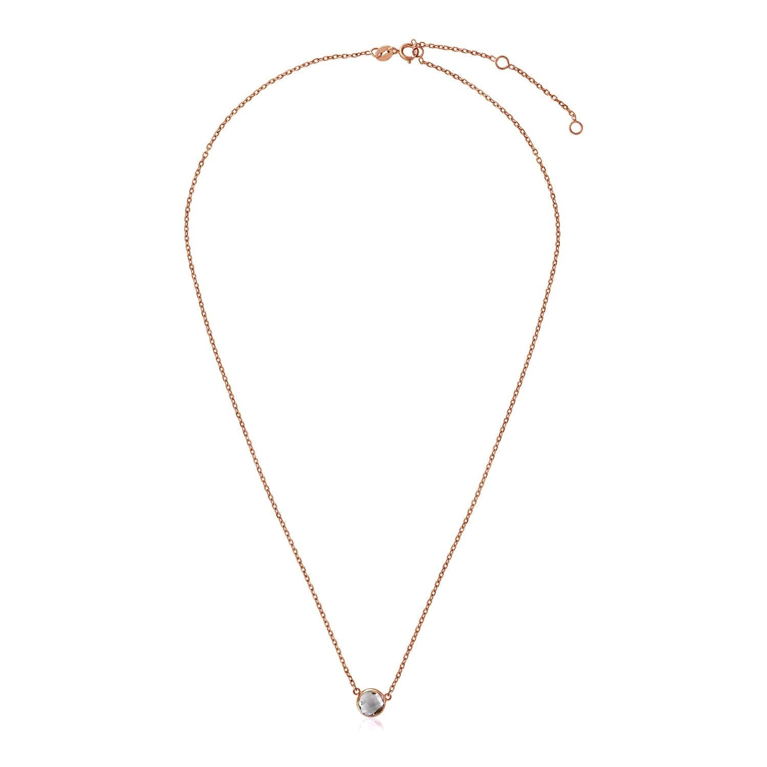 14k Rose Gold 17 inch Necklace with Round White Topaz Bids.com