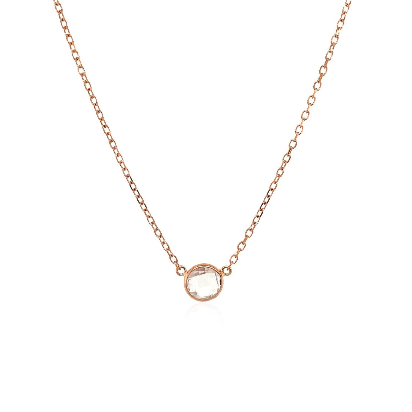 14k Rose Gold 17 inch Necklace with Round White Topaz Bids.com