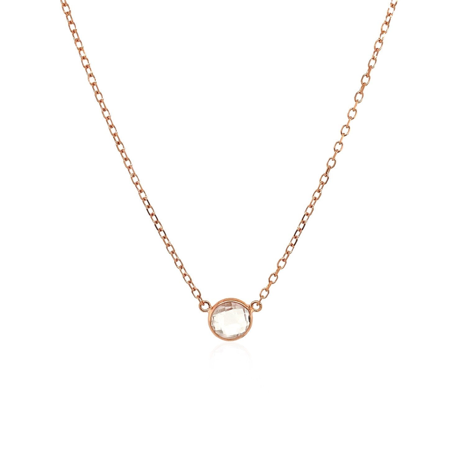 14k Rose Gold 17 inch Necklace with Round White Topaz Bids.com
