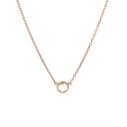 14k Rose Gold 17 inch Necklace with Round White Topaz Bids.com