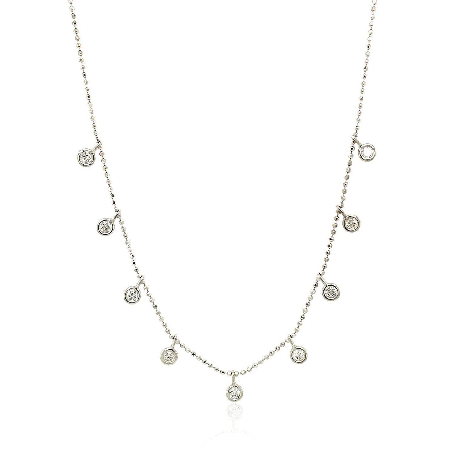 14k White Gold Necklace with Round Diamond Charms Bids.com