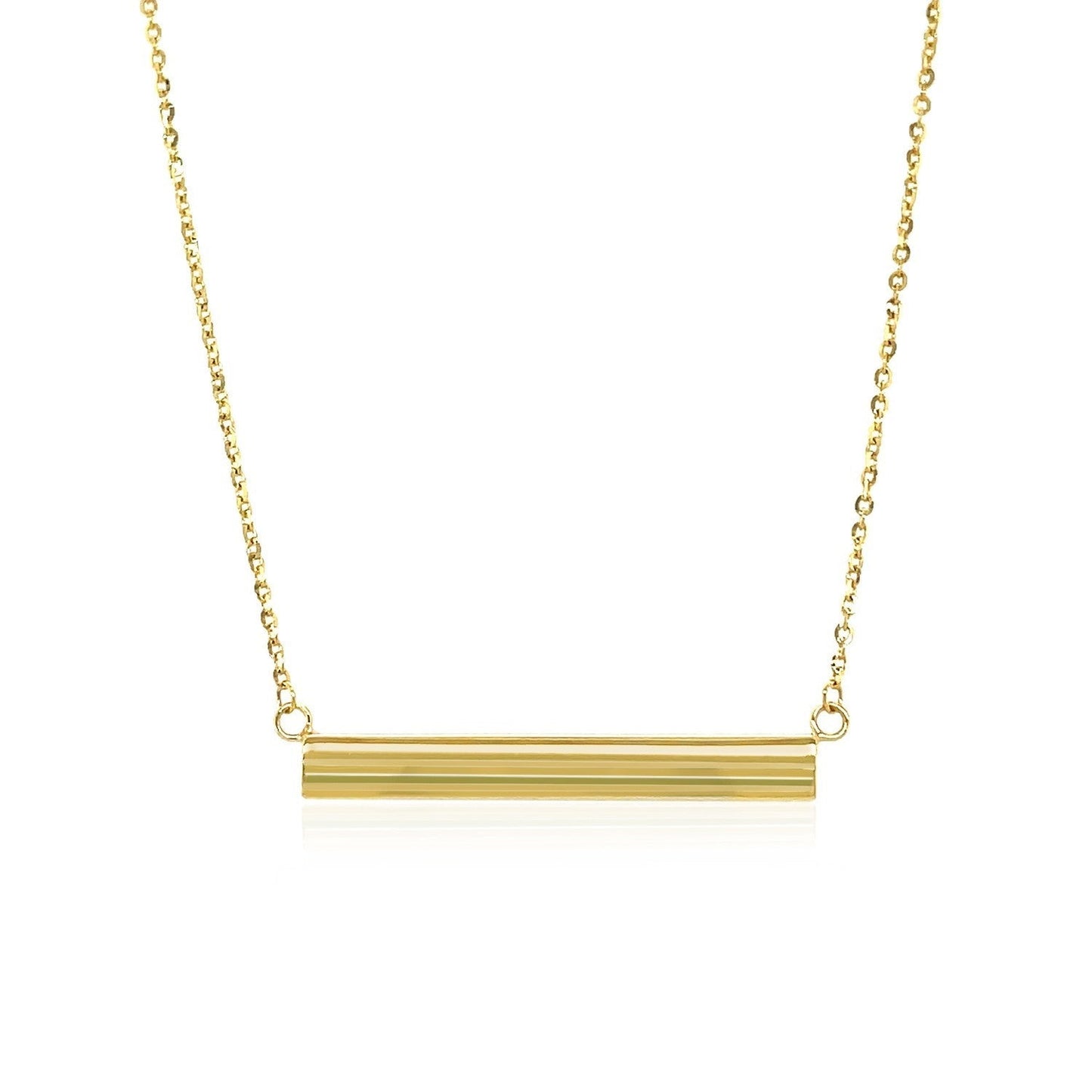 14k Yellow Gold Chain Necklace with a Shiny Flat Bar Bids.com