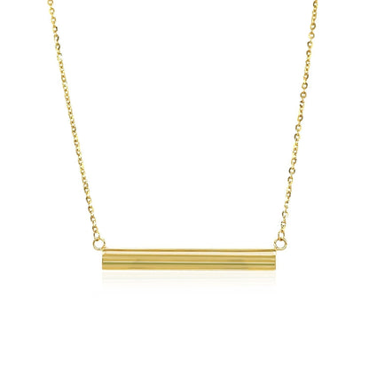 14k Yellow Gold Chain Necklace with a Shiny Flat Bar Bids.com
