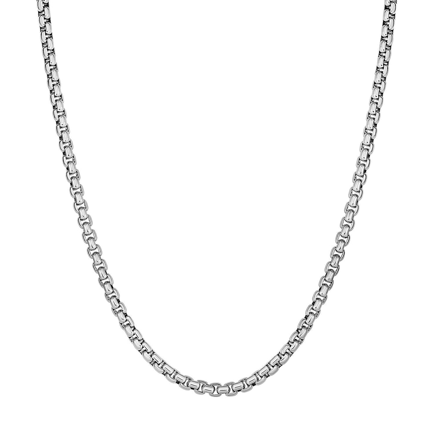 3.8mm Sterling Silver Rhodium Plated Round Box Chain Bids.com