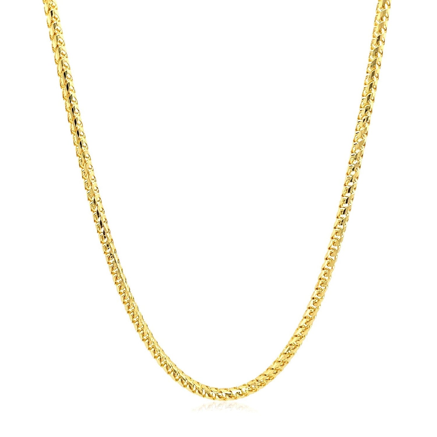 2.2mm 14k Yellow Solid Gold Diamond Cut Round Franco Chain Bids.com