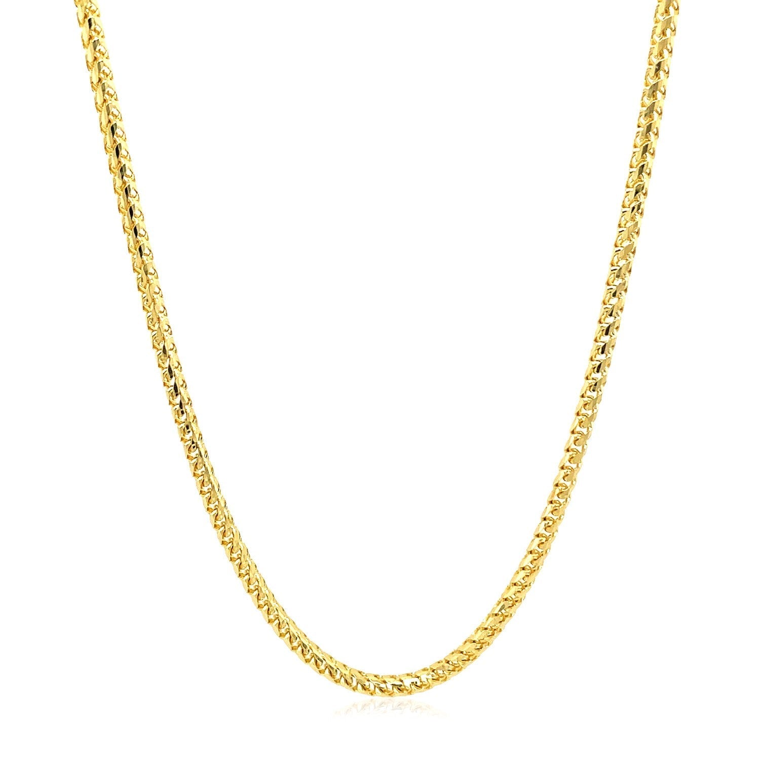 2.2mm 14k Yellow Solid Gold Diamond Cut Round Franco Chain Bids.com