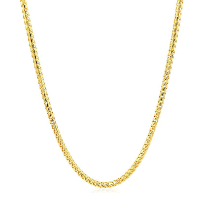 2.2mm 14k Yellow Solid Gold Diamond Cut Round Franco Chain Bids.com