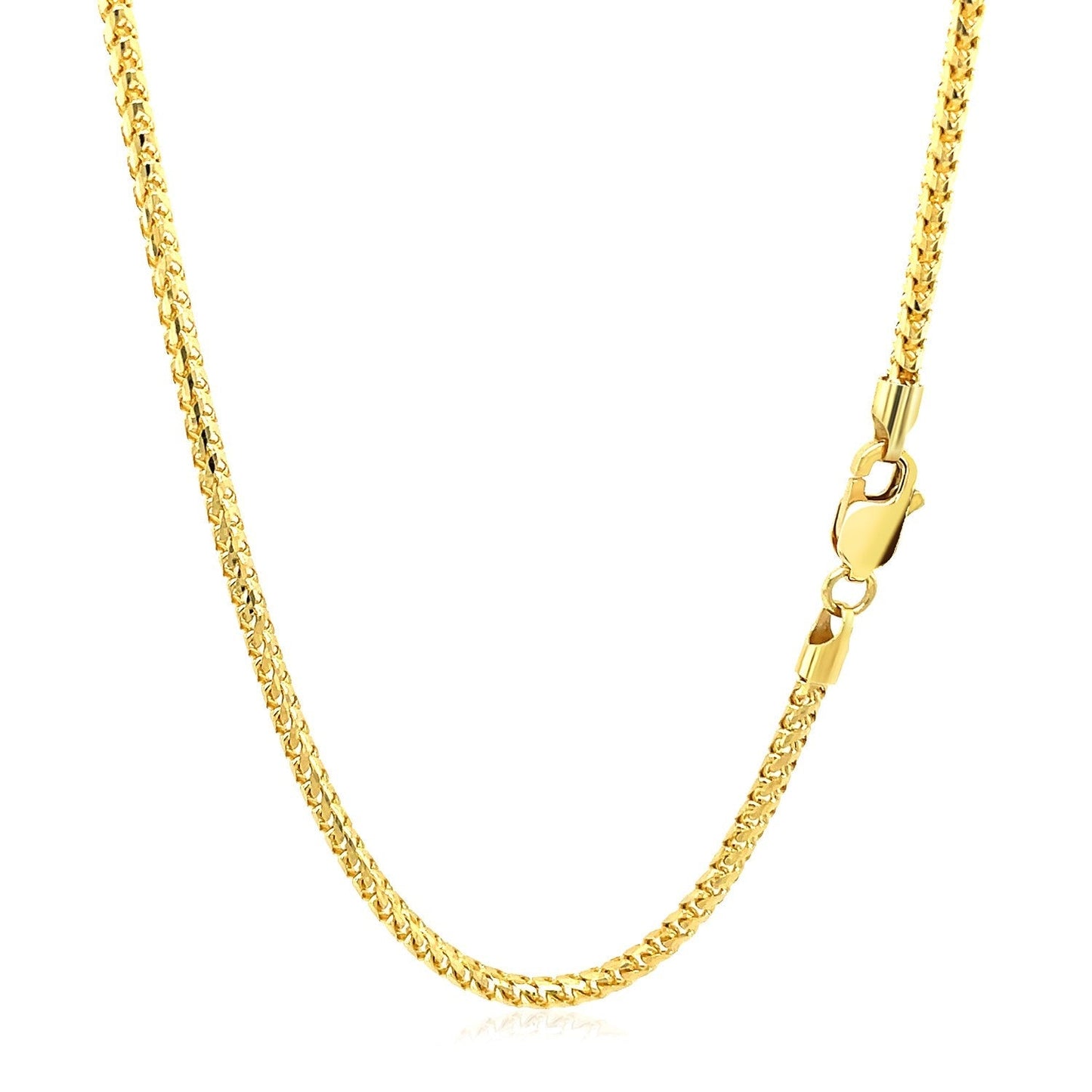 2.2mm 14k Yellow Solid Gold Diamond Cut Round Franco Chain Bids.com