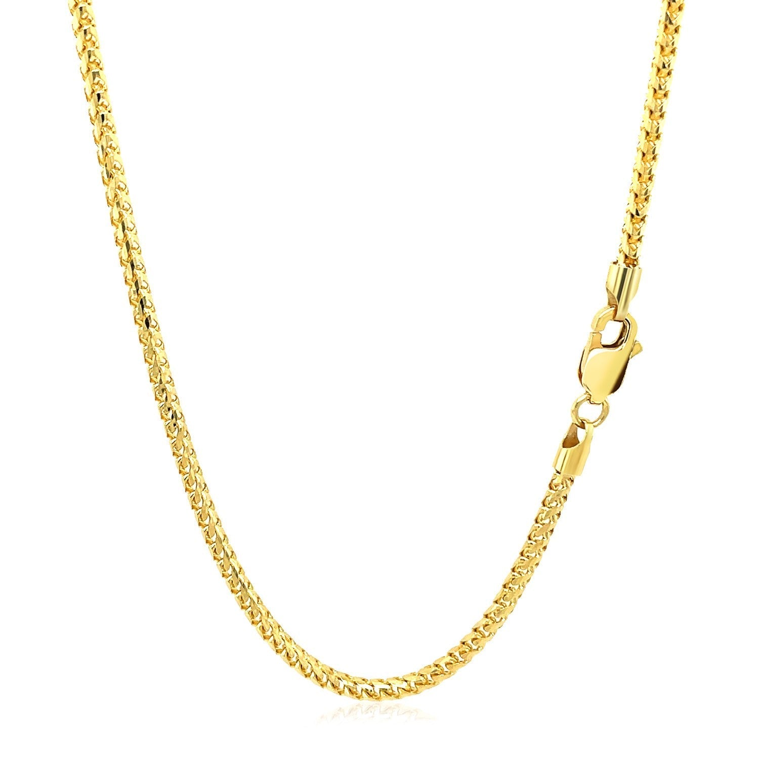 2.2mm 14k Yellow Solid Gold Diamond Cut Round Franco Chain Bids.com