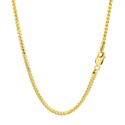 2.2mm 14k Yellow Solid Gold Diamond Cut Round Franco Chain Bids.com