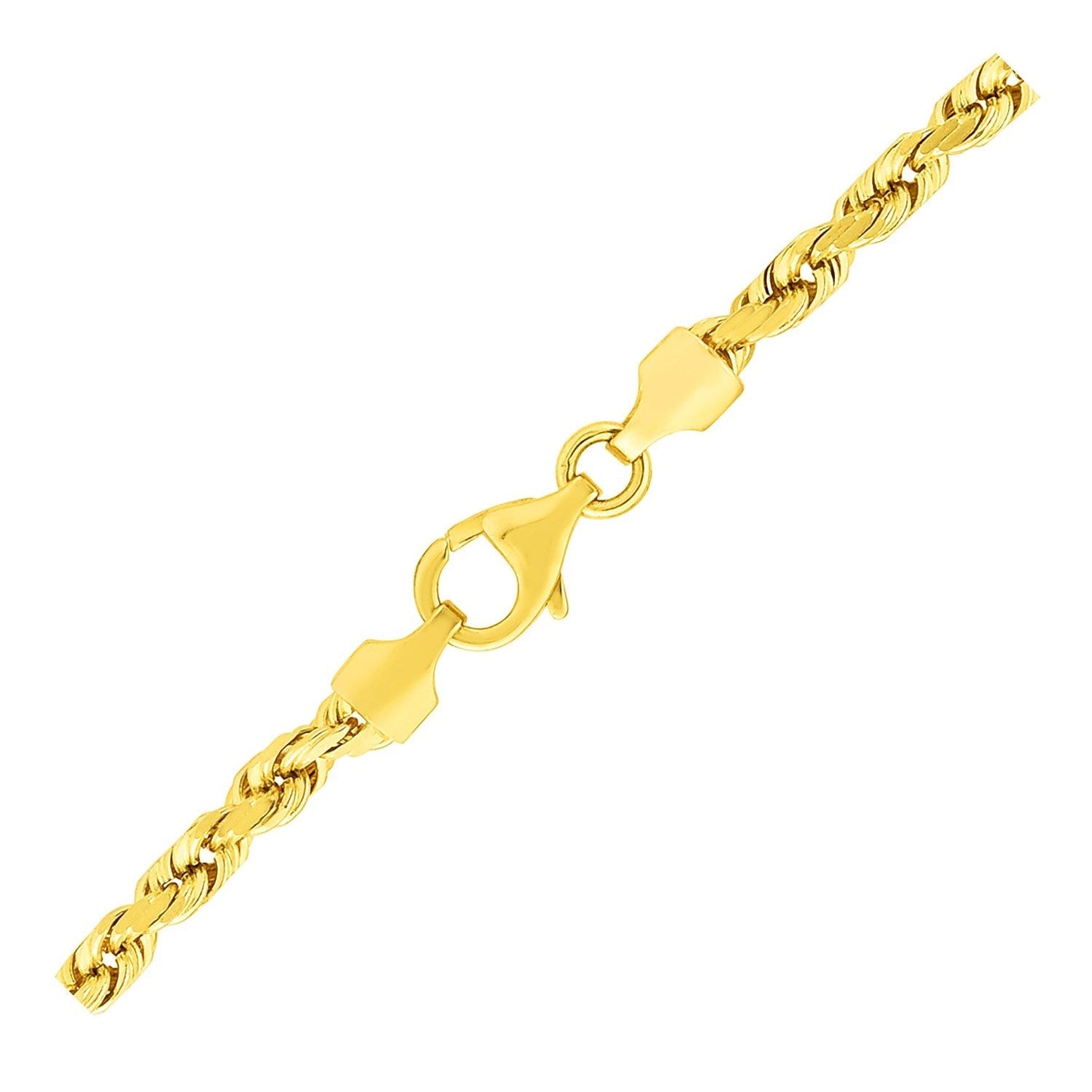 3.5mm 10k Yellow Gold Solid Diamond Cut Rope Bracelet Bids.com