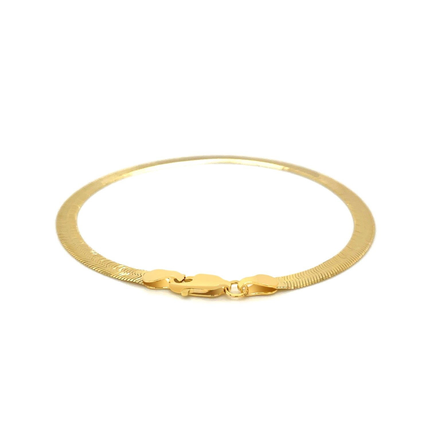 4.0mm 14k Yellow Gold Super Flex Herringbone Bracelet Bids.com