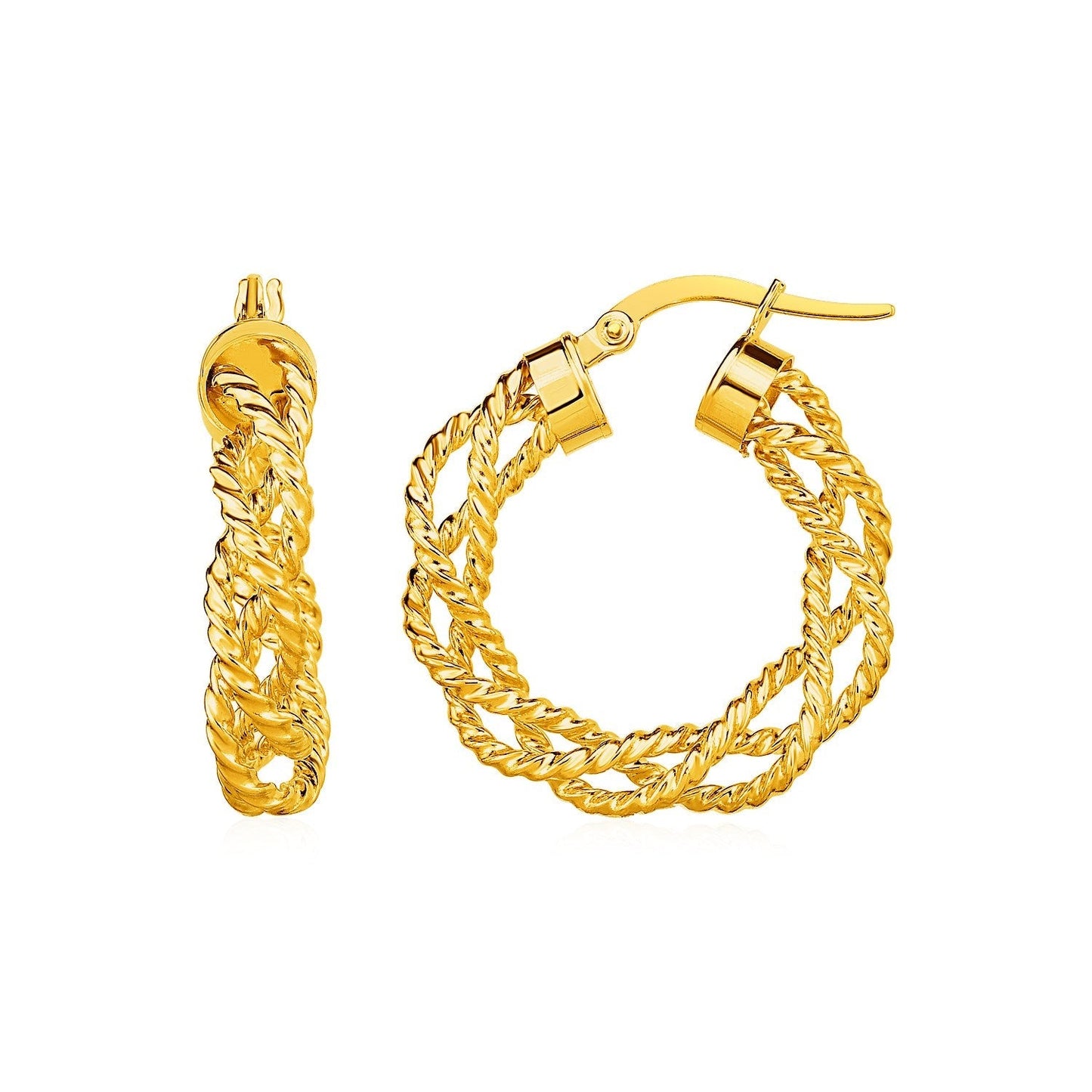 Textured Braided Hoop Earrings in 14k Yellow Gold Bids.com