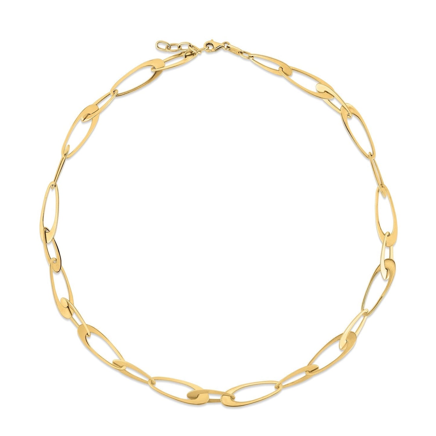 14K Yellow Gold Italian Oval Links Necklace Bids.com