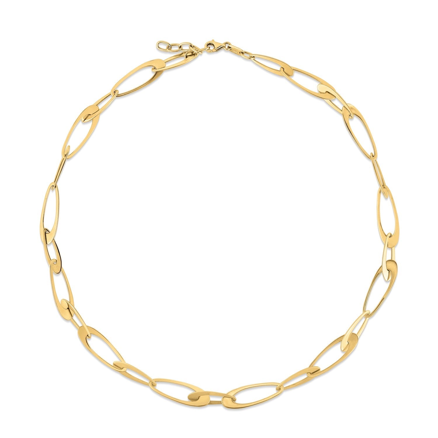 14K Yellow Gold Italian Oval Links Necklace Bids.com