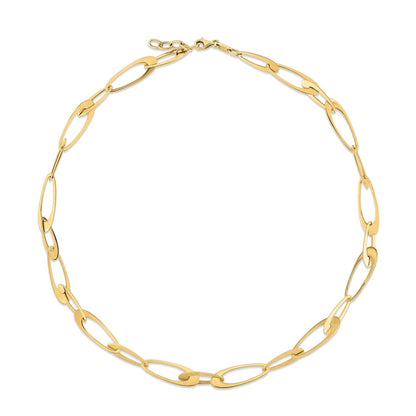 14K Yellow Gold Italian Oval Links Necklace Bids.com