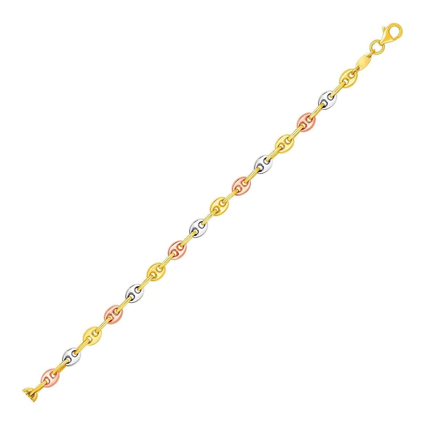14k Tri Color Gold Mariner Link Bracelet Bids.com