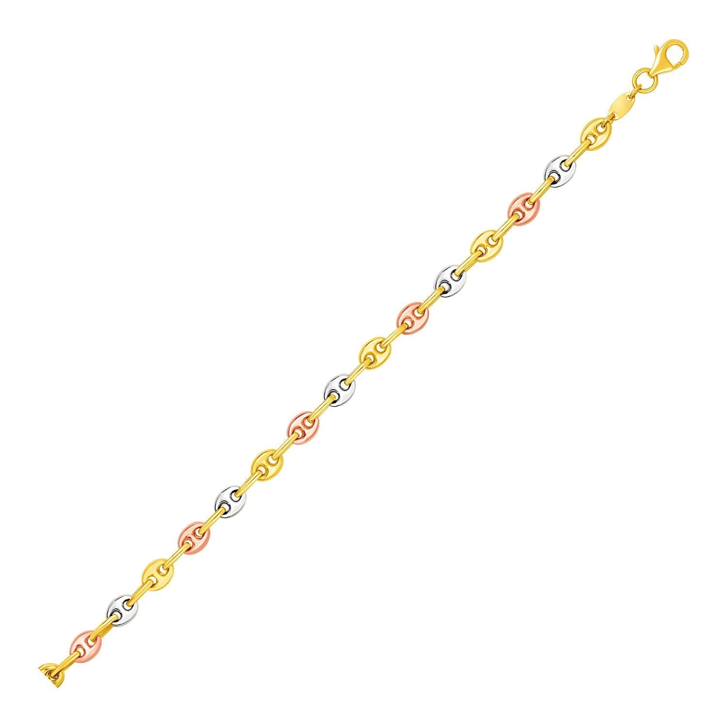 14k Tri Color Gold Mariner Link Bracelet Bids.com