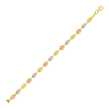 14k Tri Color Gold Mariner Link Bracelet Bids.com