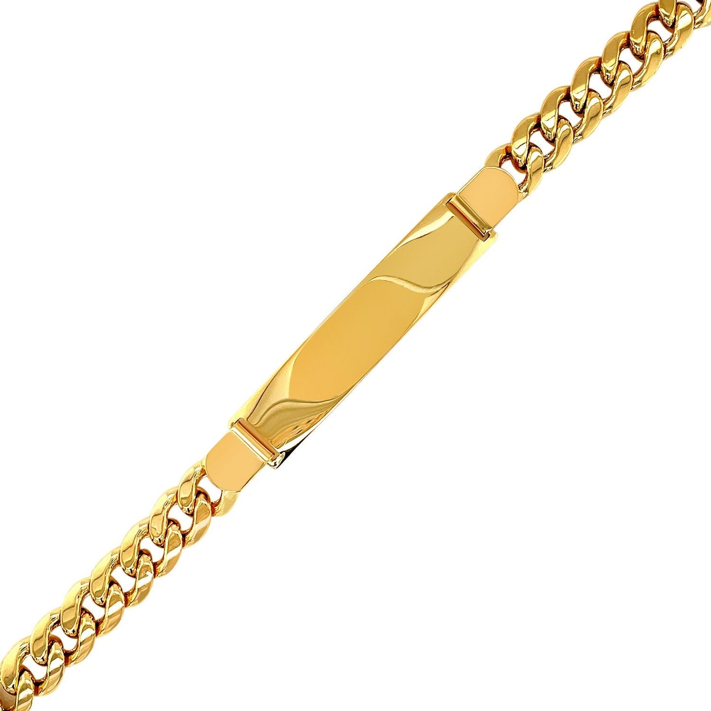 14k Yellow Gold Men's ID Cuban Chain Bracelet Bids.com