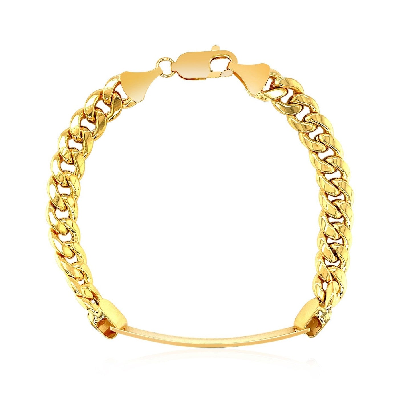 14k Yellow Gold Men's ID Cuban Chain Bracelet Bids.com