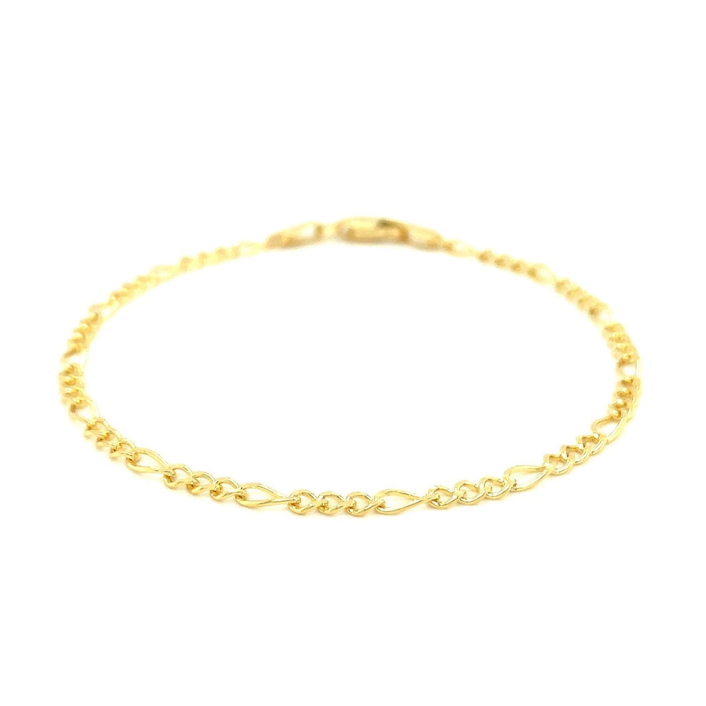 2.6mm 10k Yellow Gold Link Figaro Bracelet Bids.com