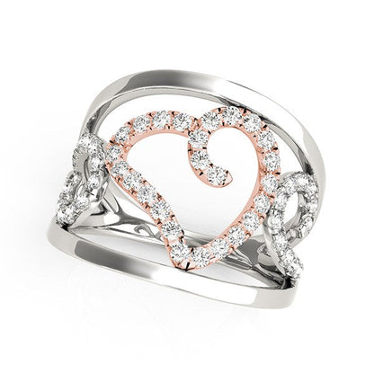 Heart Motif Filigree Style Diamond Ring in 14k White And Rose Gold (1/4 cttw) Bids.com