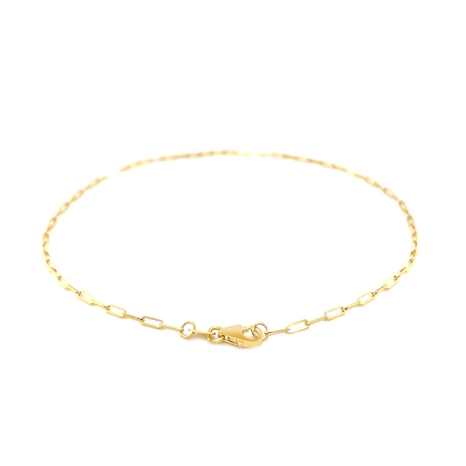 14K Yellow Gold Fine Paperclip Anklet (1.5mm) Bids.com