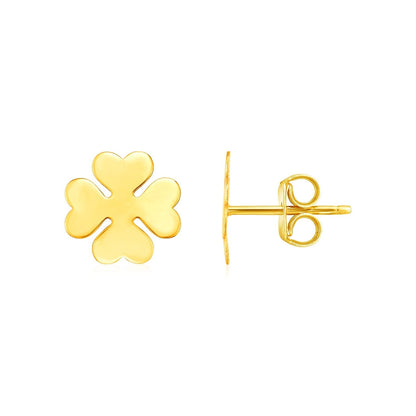 14K Yellow Gold Four Leaf Clover Earrings Bids.com