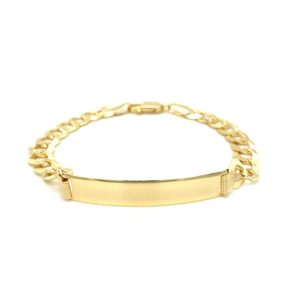 14k Yellow Gold 8 1/2 inch Mens Curb Chain ID Bracelet Bids.com