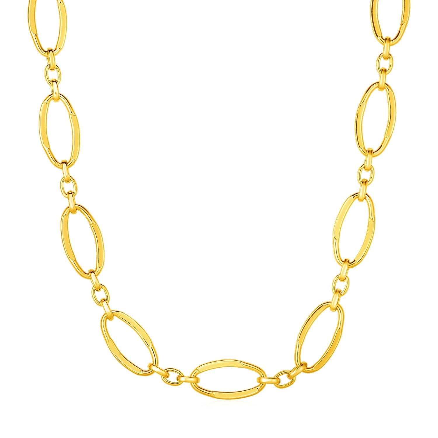 14k Yellow Gold Necklace with Polished Oval Links Bids.com
