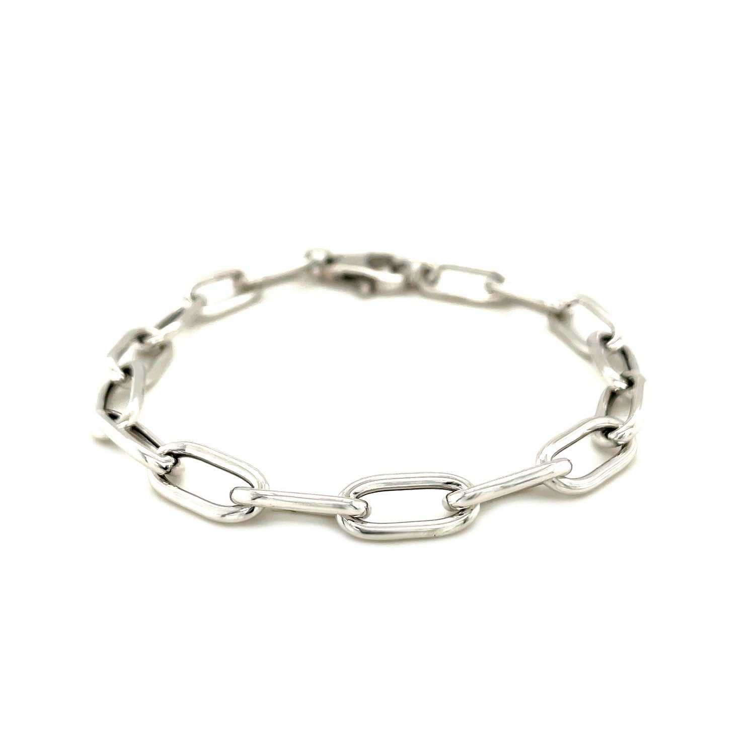 Sterling Silver Wide Paperclip Chain Bracelet Bids.com