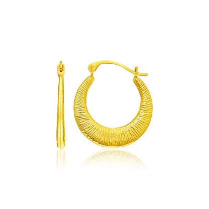 14k Yellow Gold Graduated Round Textured Hoop Earrings Bids.com