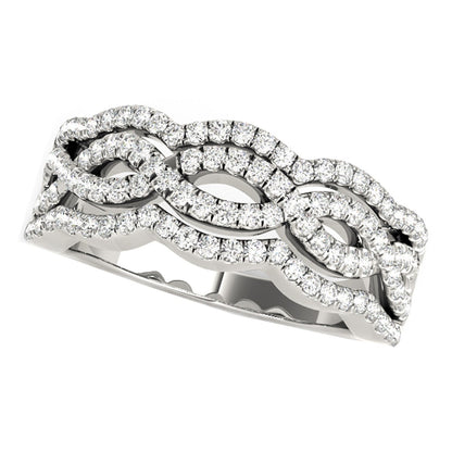 Diamond Studded Ring with Four Curves in 14k White Gold (5/8 cttw) Bids.com
