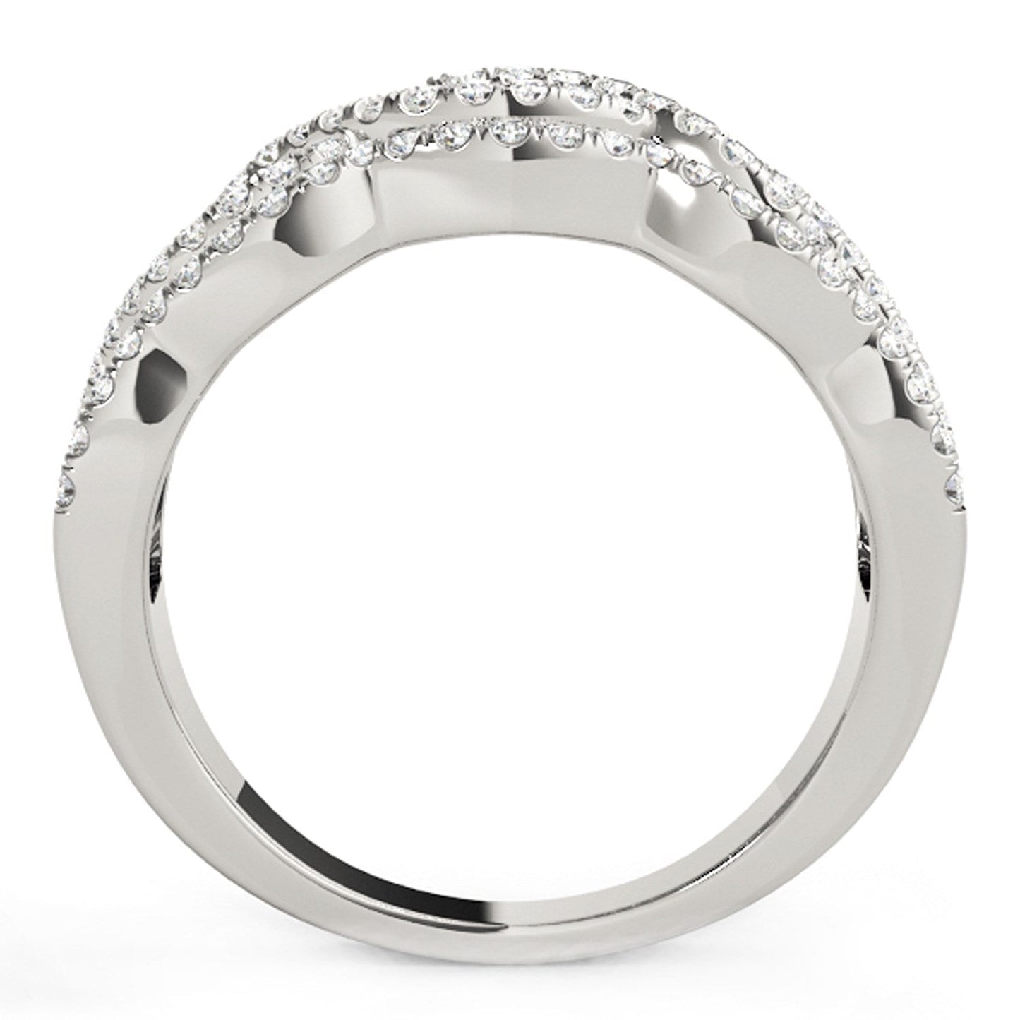 Diamond Studded Ring with Four Curves in 14k White Gold (5/8 cttw) Bids.com