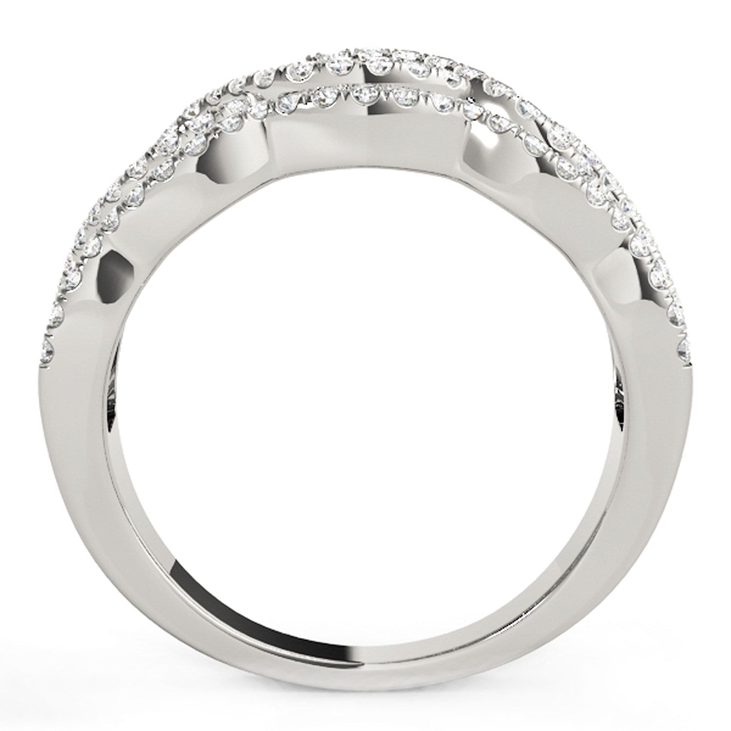 Diamond Studded Ring with Four Curves in 14k White Gold (5/8 cttw) Bids.com