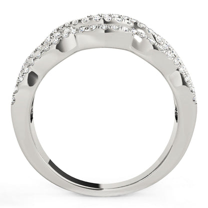Diamond Studded Ring with Four Curves in 14k White Gold (5/8 cttw) Bids.com