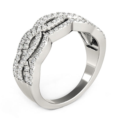 Diamond Studded Ring with Four Curves in 14k White Gold (5/8 cttw) Bids.com