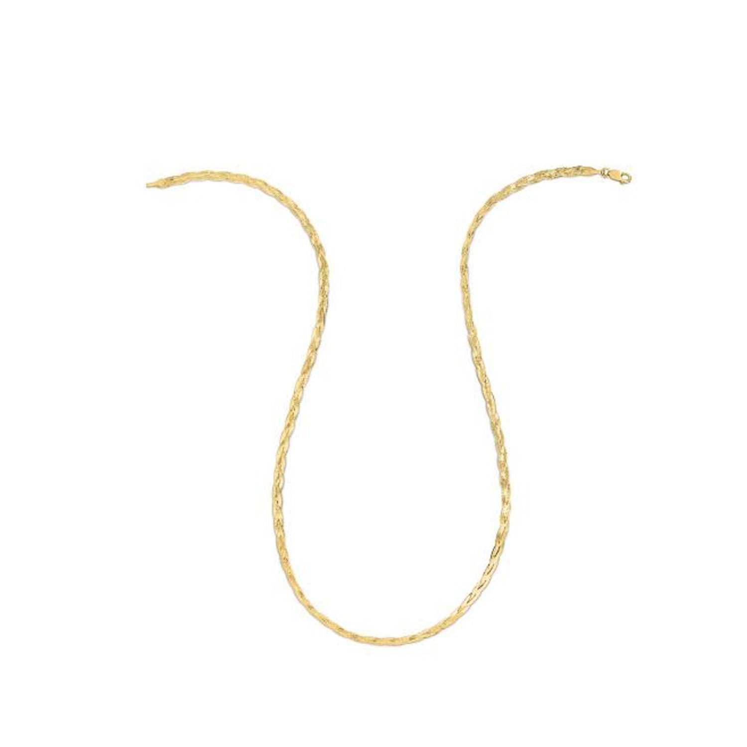 14k Yellow Gold Braided Herringbone Chain (3.20 mm) Bids.com