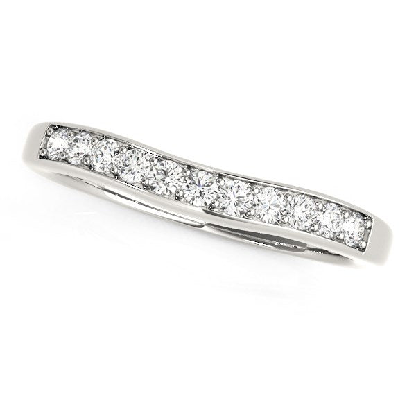 14k White Gold Curved Diamond Wedding Band (1/4 cttw) Bids.com